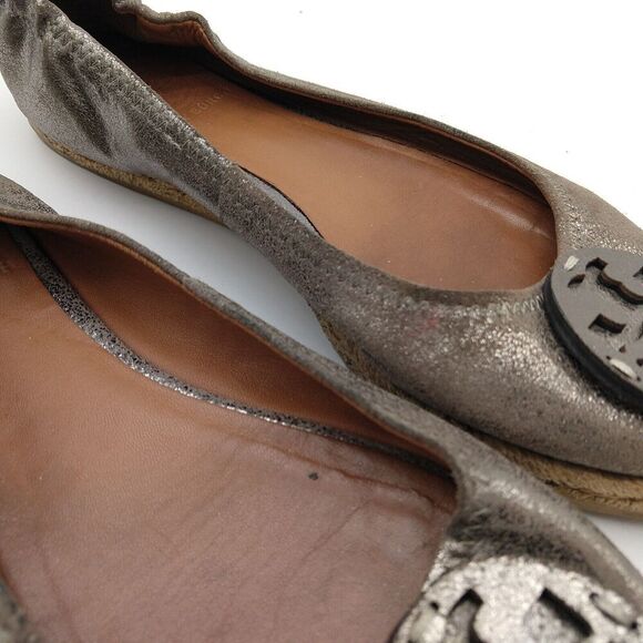 Tory Burch Reva Espadrille Flats Size 7 Bronze Metallic Leather Slip On READ - Picture 8 of 8